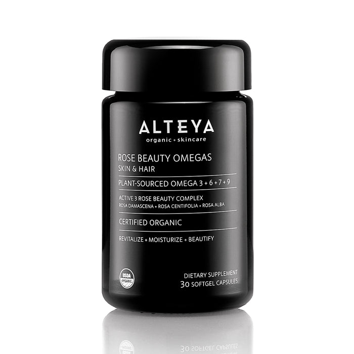 Alteya Organics Rose Beauty Omegas Skin & Hair Organic Supplement 30 Caps