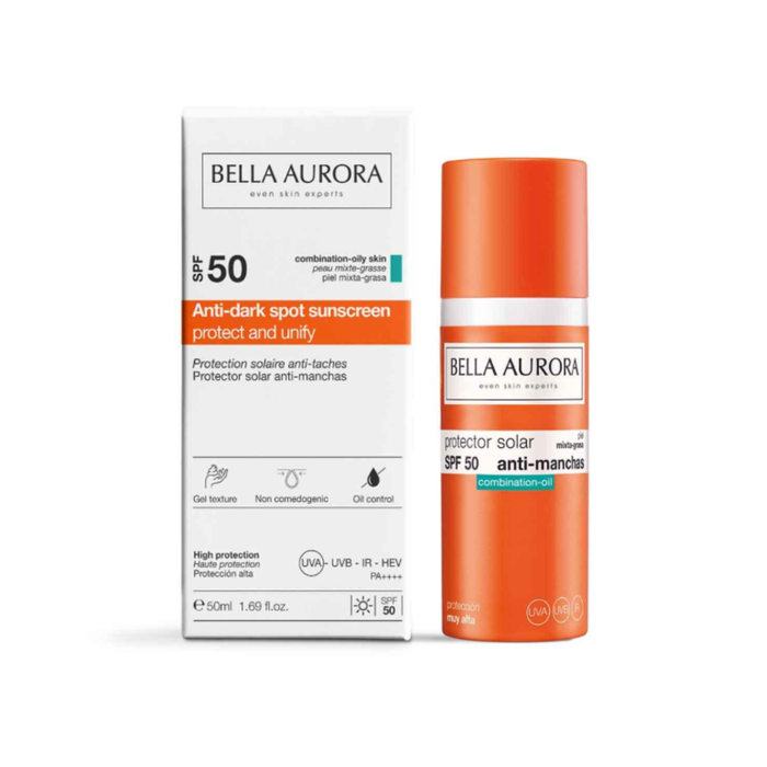 Bella Aurora Anti-Dark Spot Sunscreen Combination to Oily Skin SPF50+ 50ml