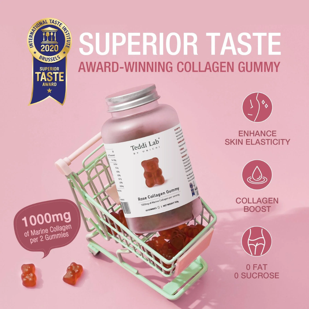 Unichi Teddi Lab Rose Collagen Gummy 60 Gummies