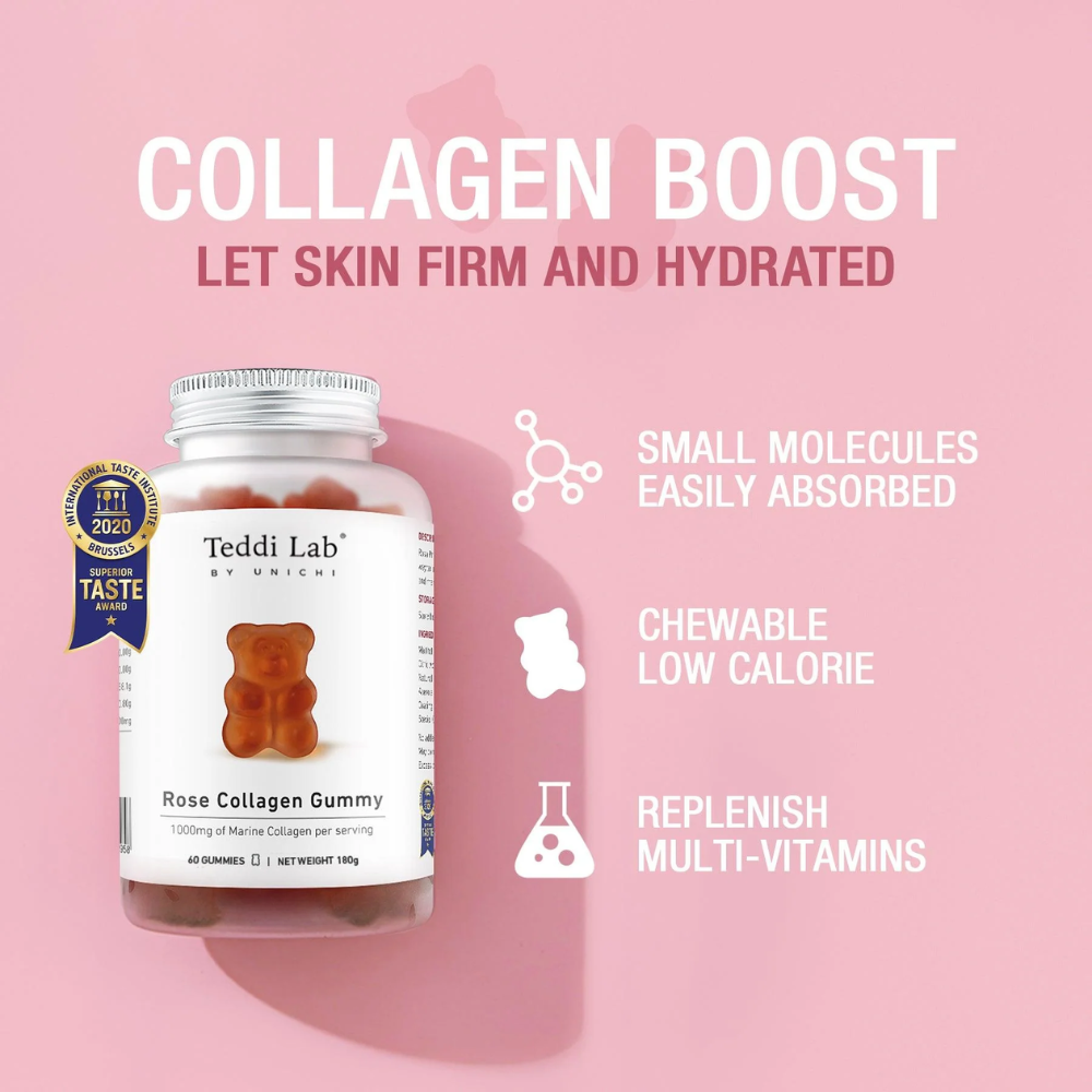 Unichi Teddi Lab Rose Collagen Gummy 60 Gummies