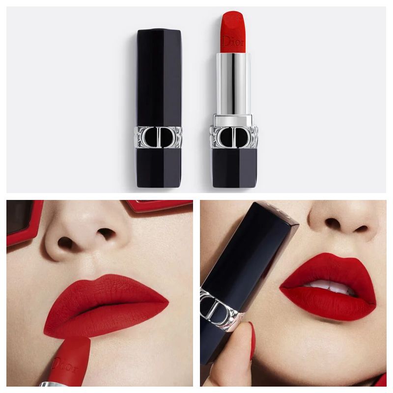  Christian Dior Rouge Dior Couture Lipstick - 999 Satin Lipstick  (Refillable) Women 0.12 oz : Beauty & Personal Care